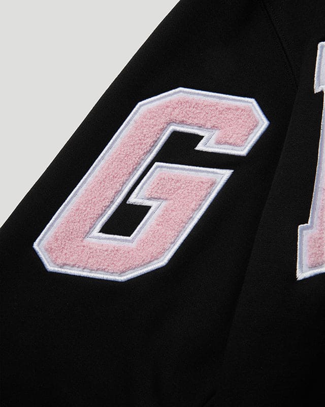 Team Logo Cropped Hoodie Black/Dusty Pink