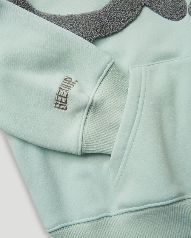 Handstyle Cropped Hoodie Teal/Grey