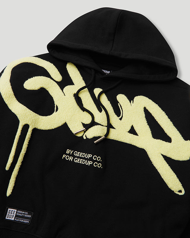 Handstyle Cropped Hoodie Black/Sorbet